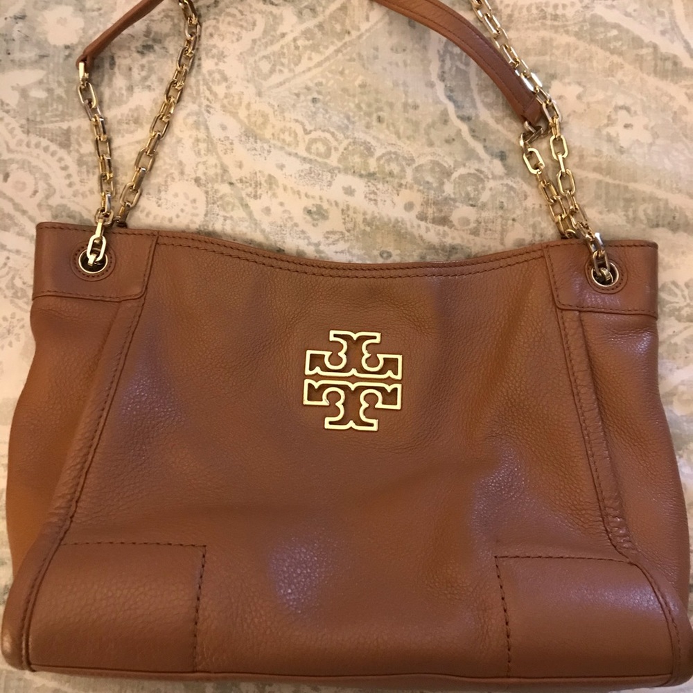 Tory Burch Tan Leather Small Britton Slouchy Tote